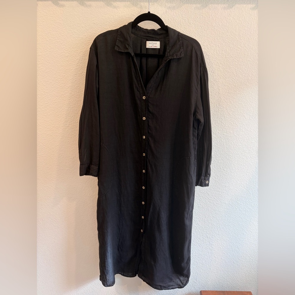 Velvet Women's Button-Down Dress in Linen special collab with Cleo Wade Size S